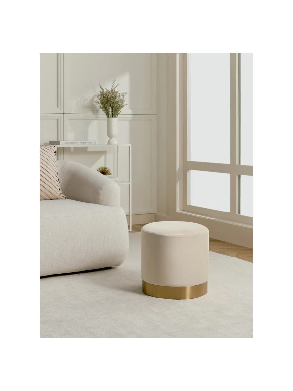 Westwing Collection Samt-Hocker Orchid in Cremeweiß, Ø 38 x H 38 cm 2 Westwing Collection Samt-Hocker Orchid in Cremeweiß, Ø 38 x H 38 cm – Bild 2