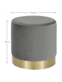 Westwing Collection Samt-Hocker Orchid in Grau, Ø 38 x H 38 cm -Westwingnow Geschaft Samt Hocker Orchid in Grau 2