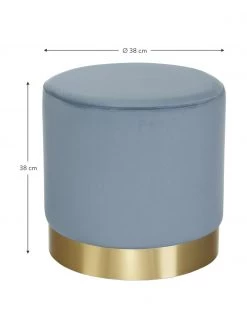 Westwing Collection Samt-Hocker Orchid in Hellblau, Ø 38 x H 38 cm -Westwingnow Geschaft Samt Hocker Orchid in Hellblau 2