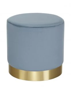 Westwing Collection Samt-Hocker Orchid in Hellblau, Ă 38 x H 38 cm