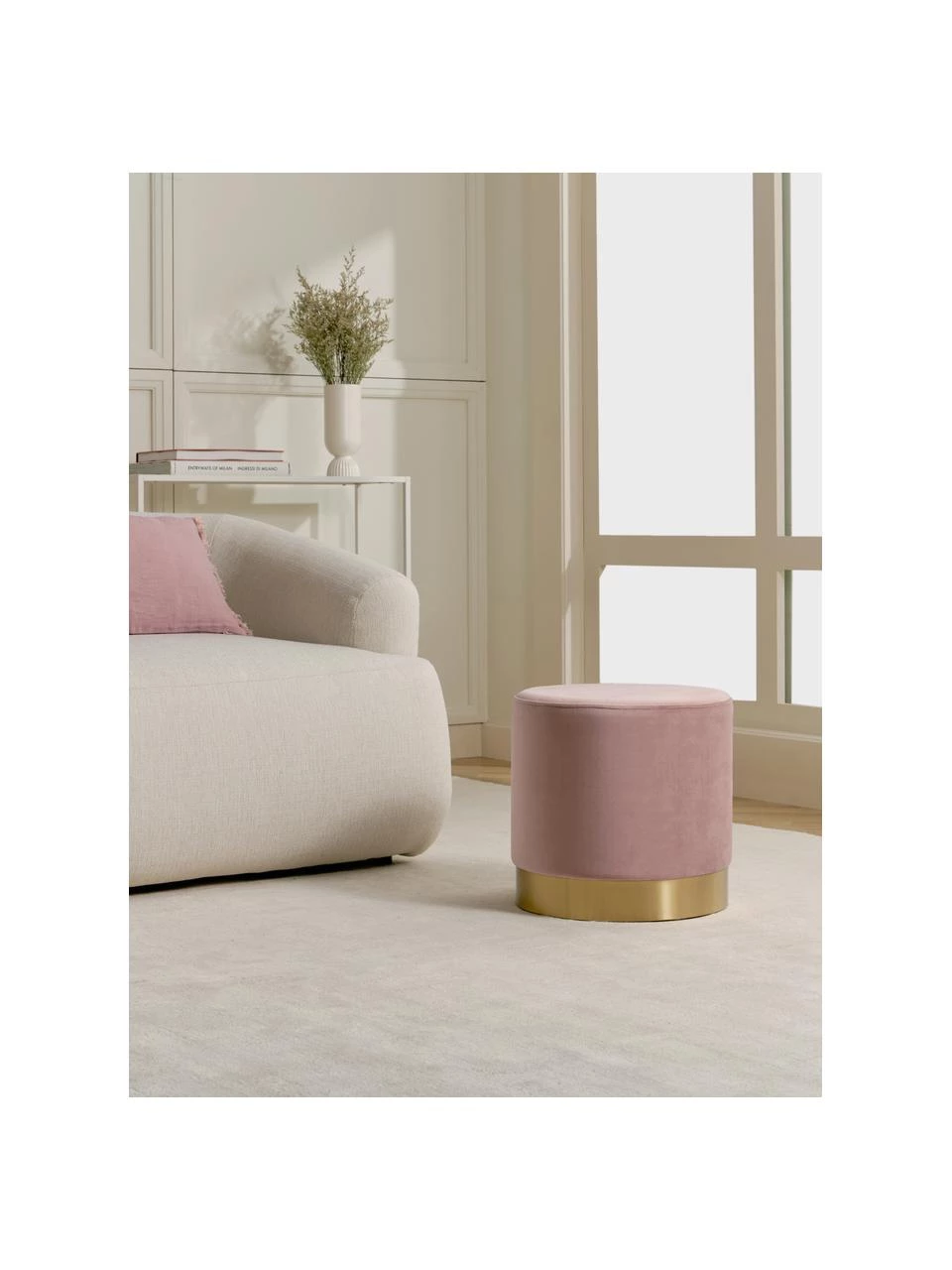 Westwing Collection Samt-Hocker Orchid in Rosa, Ø 38 x H 38 cm 2 Westwing Collection Samt-Hocker Orchid in Rosa, Ø 38 x H 38 cm – Bild 2