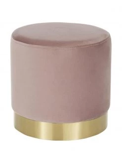 Westwing Collection Samt-Hocker Orchid in Rosa, Ø 38 x H 38 cm