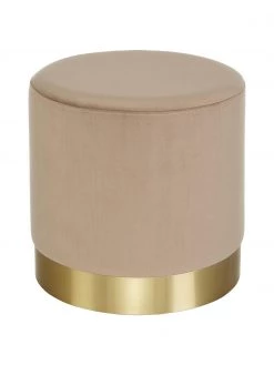 Westwing Collection Samt-Hocker Orchid in Taupe, Ø 38 x H 38 cm