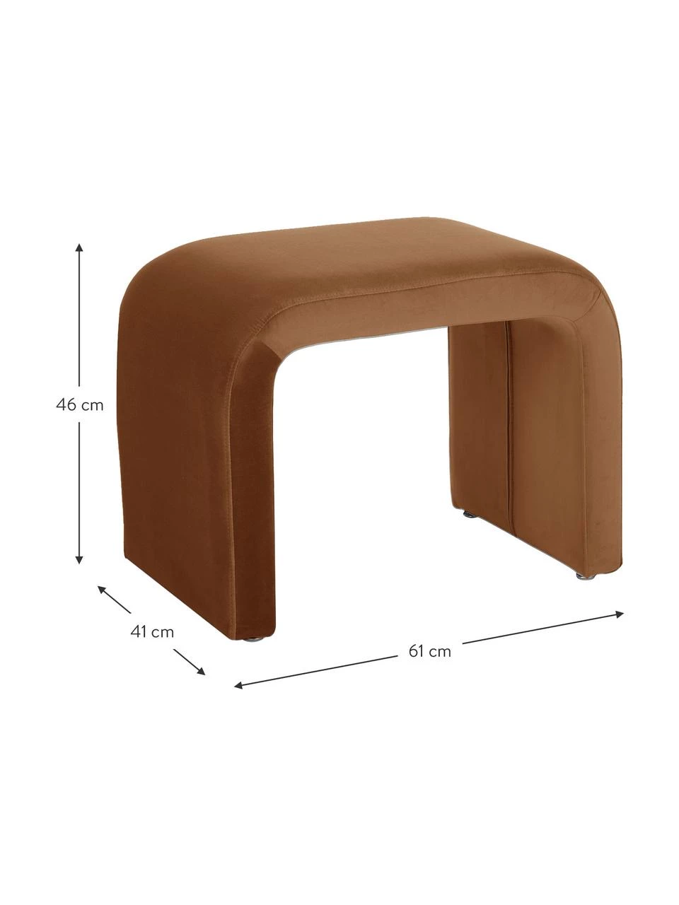 Westwing Collection Samt-Hocker Penelope in Braun, B 61 x H 46 cm 3 Westwing Collection Samt-Hocker Penelope in Braun, B 61 x H 46 cm – Bild 3