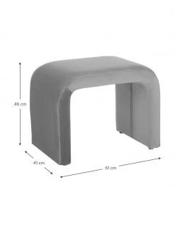 Westwing Collection Samt-Hocker Penelope in Grau, B 61 x H 46 cm -Westwingnow Geschaft Samt Hocker Penelope in Grau 2