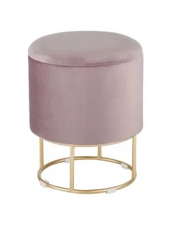 Bizzotto Samt-Hocker Polina mit Stauraum, Ø 35 x H 45 cm