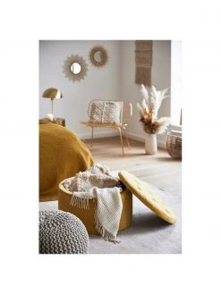 Samt-Hocker Retina mit Stauraum in Gelb, Ø 60 x H 35 cm -Westwingnow Geschaft Samt Hocker Retina mit Stauraum in Gelb 2