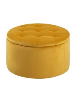 Samt-Hocker Retina mit Stauraum in Gelb, Ă 60 x H 35 cm