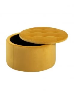Samt-Hocker Retina mit Stauraum in Gelb, Ø 60 x H 35 cm -Westwingnow Geschaft Samt Hocker Retina mit Stauraum in Gelb 4