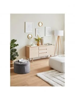 Samt-Hocker Retina mit Stauraum in Grau, Ø 60 x H 35 cm 8 Samt-Hocker Retina mit Stauraum in Grau, Ø 60 x H 35 cm -Westwingnow Geschaft Samt Hocker Retina mit Stauraum in Grau 2