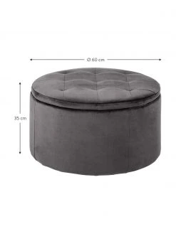 Samt-Hocker Retina mit Stauraum in Grau, Ø 60 x H 35 cm 9 Samt-Hocker Retina mit Stauraum in Grau, Ø 60 x H 35 cm -Westwingnow Geschaft Samt Hocker Retina mit Stauraum in Grau 3