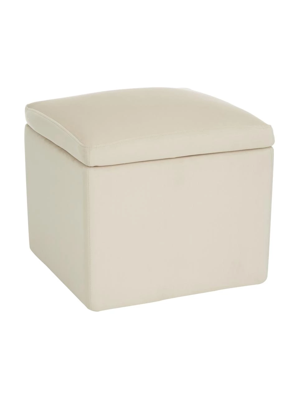 Westwing Collection Samt-Hocker Winou mit Stauraum in Beige, B 50 x H 48 cm 1 Westwing Collection Samt-Hocker Winou mit Stauraum in Beige, B 50 x H 48 cm
