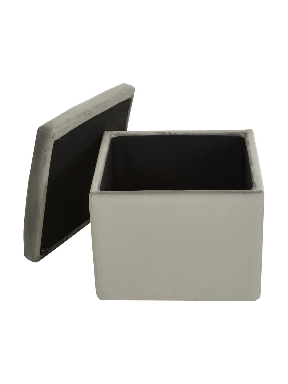 Westwing Collection Samt-Hocker Winou mit Stauraum in Hellgrau, B 50 x H 48 cm 4 Westwing Collection Samt-Hocker Winou mit Stauraum in Hellgrau, B 50 x H 48 cm – Bild 4