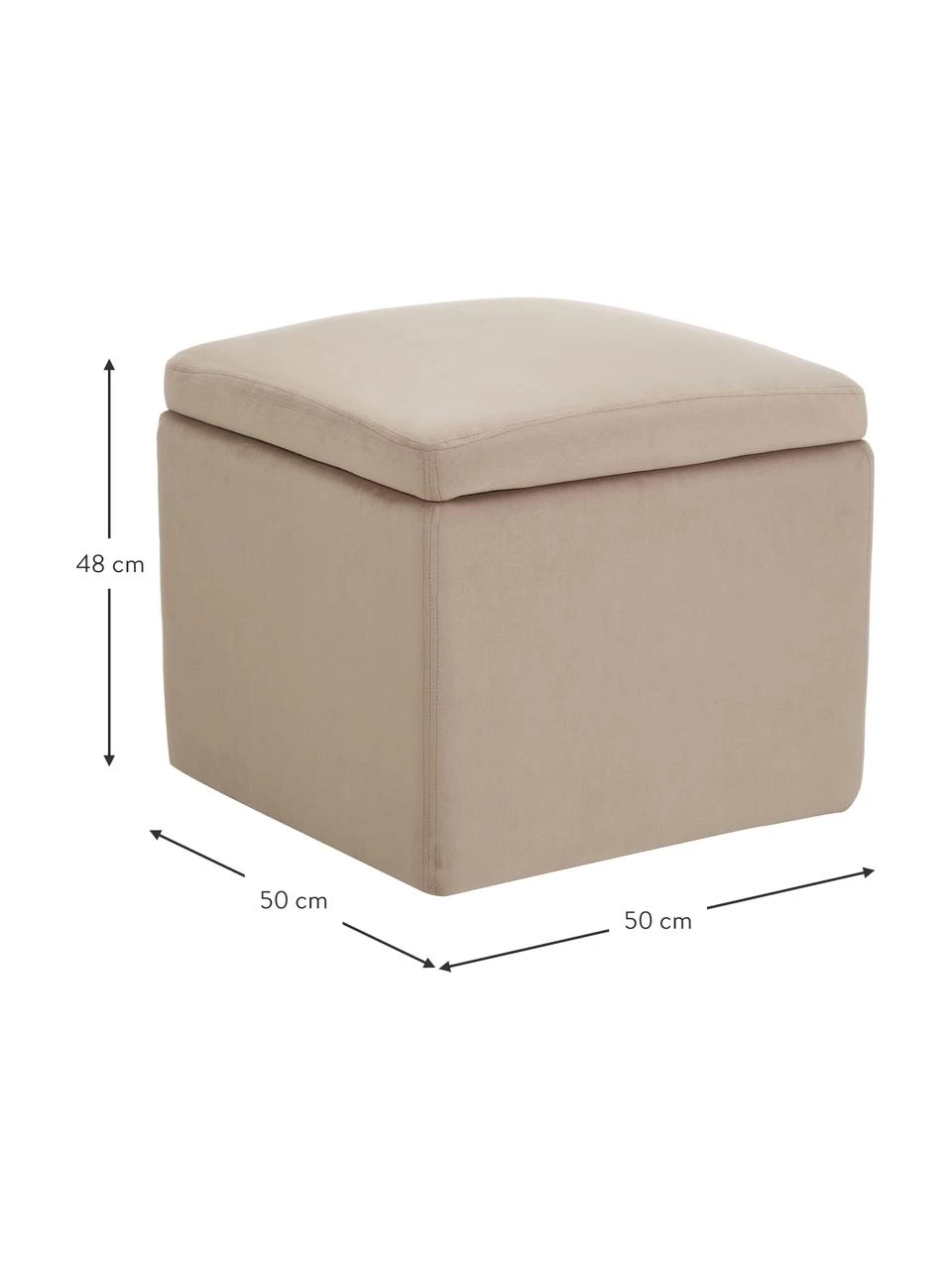 Westwing Collection Samt-Hocker Winou mit Stauraum in Taupe, B 50 x H 48 cm 2 Westwing Collection Samt-Hocker Winou mit Stauraum in Taupe, B 50 x H 48 cm – Bild 2