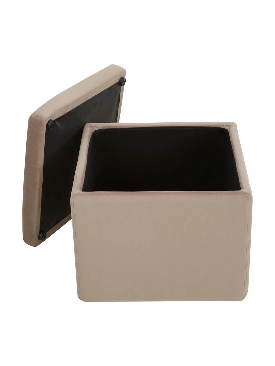 Westwing Collection Samt-Hocker Winou mit Stauraum in Taupe, B 50 x H 48 cm 3 Westwing Collection Samt-Hocker Winou mit Stauraum in Taupe, B 50 x H 48 cm – Bild 3