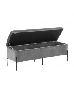 Westwing Collection Samt-Polsterbank Harper mit Stauraum in Dunkelgrau, B 140 x H 45 cm -Westwingnow Geschaft Samt Polsterbank Harper mit Stauraum in Dunkelgrau 3