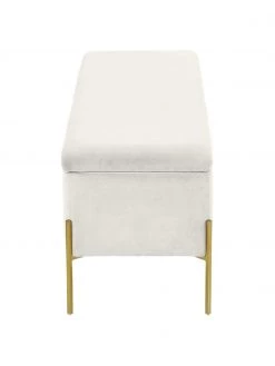 Westwing Collection Samt-Polsterbank Harper mit Stauraum in Hellgrau, B 140 x H 45 cm -Westwingnow Geschaft Samt Polsterbank Harper mit Stauraum in Hellgrau 5