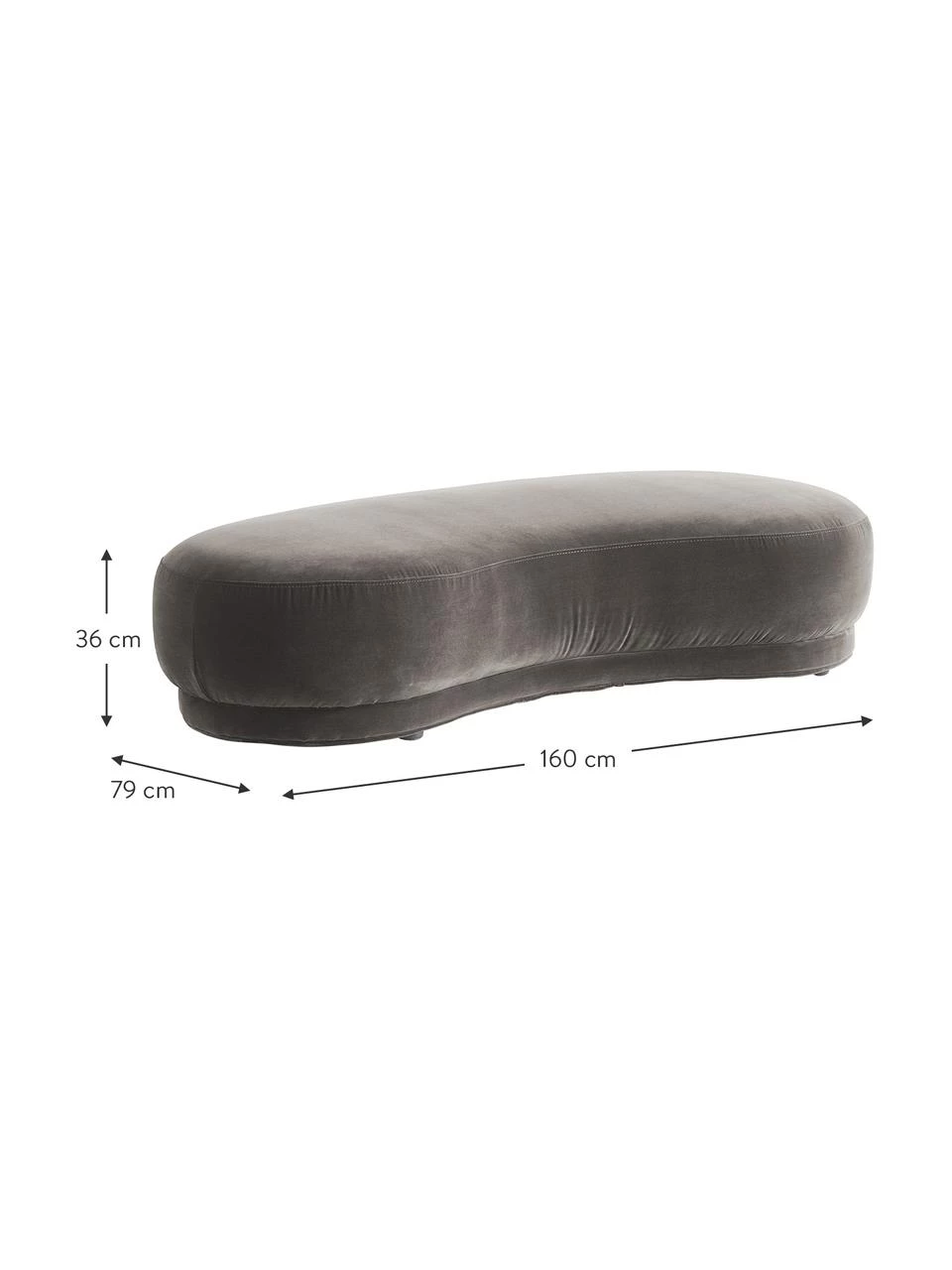 Jotex Samt-Sitzbank Coconino in Grau, gepolstert, B 160 x H 36 cm 4 Jotex Samt-Sitzbank Coconino in Grau, gepolstert, B 160 x H 36 cm – Bild 4