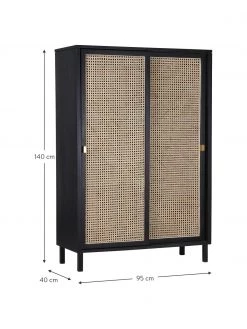 HKliving Schrank Retro mit Wiener Geflecht und Schiebetüren, 2-türig, B 95 x H 140 cm -Westwingnow Geschaft Schrank Retro mit Wiener Geflecht und Schiebeturen 2 turig 2