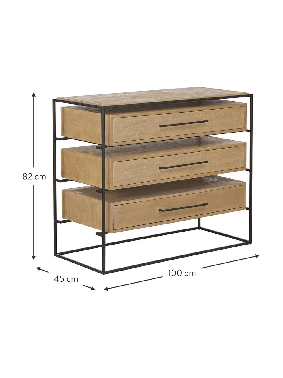 Westwing Collection Schubladenkommode Lyle aus massivem Mangoholz, B 100 x H 82 cm 3 Westwing Collection Schubladenkommode Lyle aus massivem Mangoholz, B 100 x H 82 cm – Bild 3