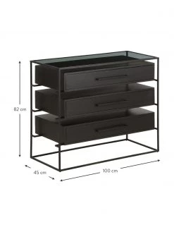 Westwing Collection Schubladenkommode Lyle mit Glasplatte, B 100 x H 82 cm -Westwingnow Geschaft Schubladenkommode Lyle mit Glasplatte 2