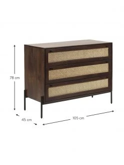 Westwing Collection Schubladenkommode Vienna mit Wiener Geflecht in Dunkelbraun, B 105 x H 78 cm -Westwingnow Geschaft Schubladenkommode Vienna mit Wiener Geflecht in Dunkelbraun 4