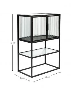 Dutchbone Schwarzes Highboard Boli mit Rillenglas und Metallrahmen, B 60 x H 90 cm 8 Dutchbone Schwarzes Highboard Boli mit Rillenglas und Metallrahmen, B 60 x H 90 cm -Westwingnow Geschaft Schwarzes Highboard Boli mit Rillenglas und Metallrahmen 2