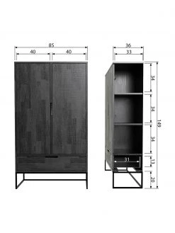Schwarzes Highboard Silas aus Holz, B 85 x H 149 cm -Westwingnow Geschaft Schwarzes Highboard Silas aus Holz 4
