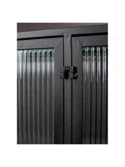 Dutchbone Schwarzes Sideboard Boli mit Rillenglas und Metallrahmen, B 150 x H 90 cm -Westwingnow Geschaft Schwarzes Sideboard Boli mit Rillenglas und Metallrahmen 5