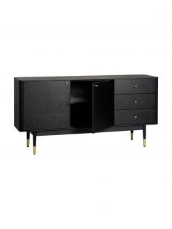 Rowico Schwarzes Sideboard Fenwood mit Schubladen mit Eichenholzfurnier, B 160 x H 79 cm -Westwingnow Geschaft Schwarzes Sideboard Fenwood mit Schubladen mit Eichenholzfurnier 4