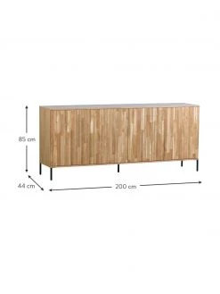 Sideboard Avourio mit geriffelter Front aus Eichenholz, 4-türig, B 200 x H 85 cm -Westwingnow Geschaft Sideboard Avourio mit geriffelter Front aus Eichenholz 4 turig 3
