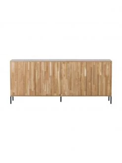 Sideboard Avourio mit geriffelter Front aus Eichenholz, 4-türig, B 200 x H 85 cm -Westwingnow Geschaft Sideboard Avourio mit geriffelter Front aus Eichenholz 4 turig 4