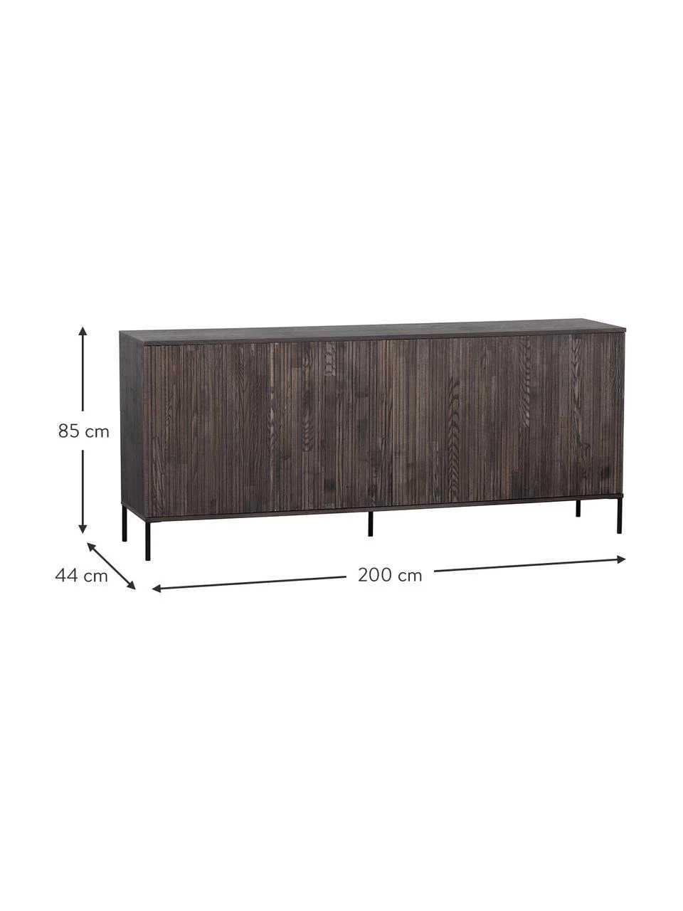 Sideboard Avourio mit geriffelter Front aus Eschenholz, 4-türig, B 200 x H 85 cm 3 Sideboard Avourio mit geriffelter Front aus Eschenholz, 4-türig, B 200 x H 85 cm – Bild 3