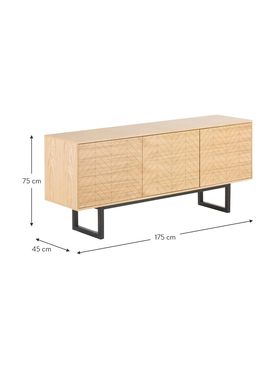 Woodman Sideboard Camden mit Türen und Eichenholzfurnier, B 175 x H 75 cm 3 Woodman Sideboard Camden mit Türen und Eichenholzfurnier, B 175 x H 75 cm – Bild 3