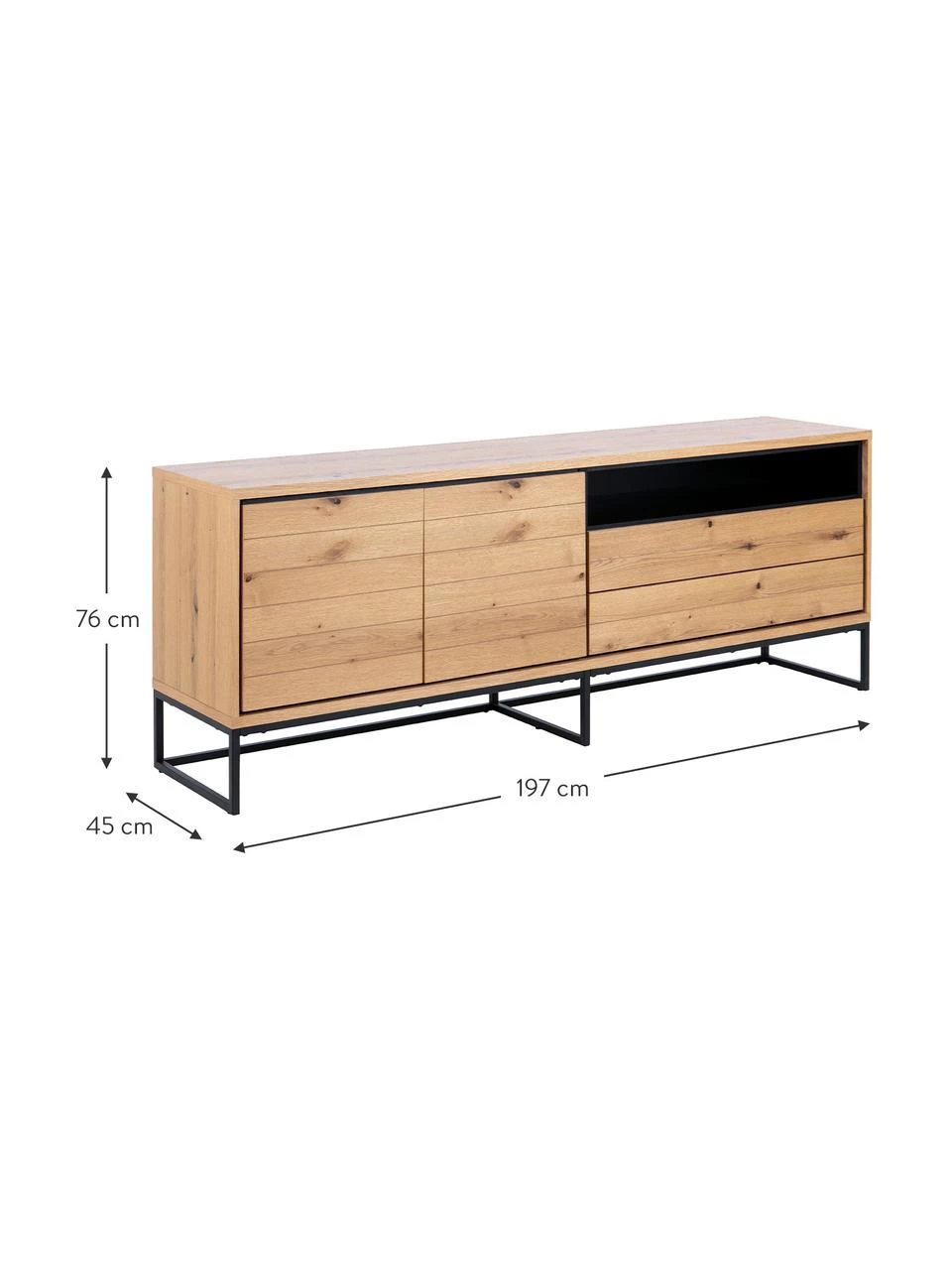 Sideboard Dalarna mit Türen und Eichenholzfurnier, B 197 x H 76 cm 3 Sideboard Dalarna mit Türen und Eichenholzfurnier, B 197 x H 76 cm – Bild 3