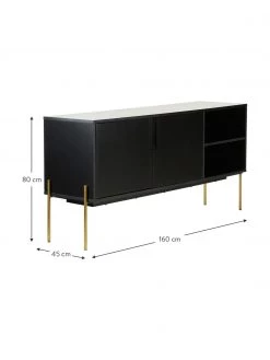 Westwing Collection Sideboard Jesper mit Türen in Schwarz, B 160 x H 80 cm -Westwingnow Geschaft Sideboard Jesper mit Turen in Schwarz 2