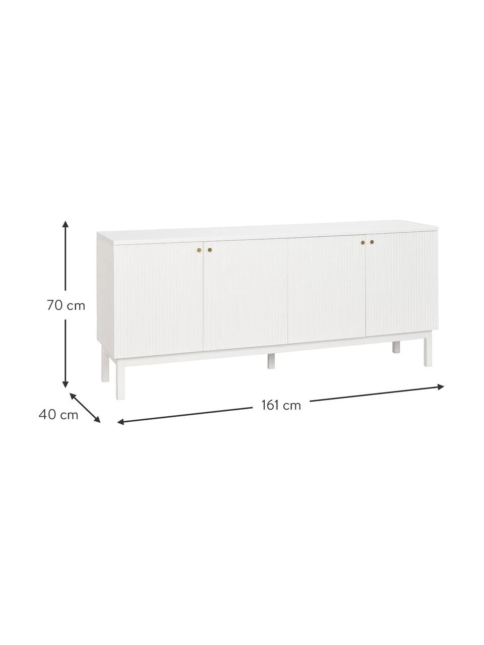 Rowico Sideboard Lewiston mit geriffelter Front in Weiß, B 161 x H 70 cm 3 Rowico Sideboard Lewiston mit geriffelter Front in Weiß, B 161 x H 70 cm – Bild 3