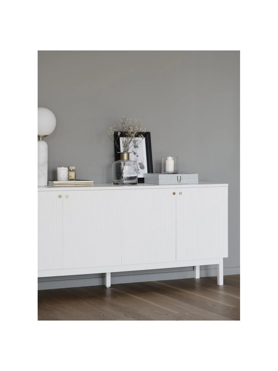 Rowico Sideboard Lewiston mit geriffelter Front in Weiß, B 161 x H 70 cm 6 Rowico Sideboard Lewiston mit geriffelter Front in Weiß, B 161 x H 70 cm – Bild 6