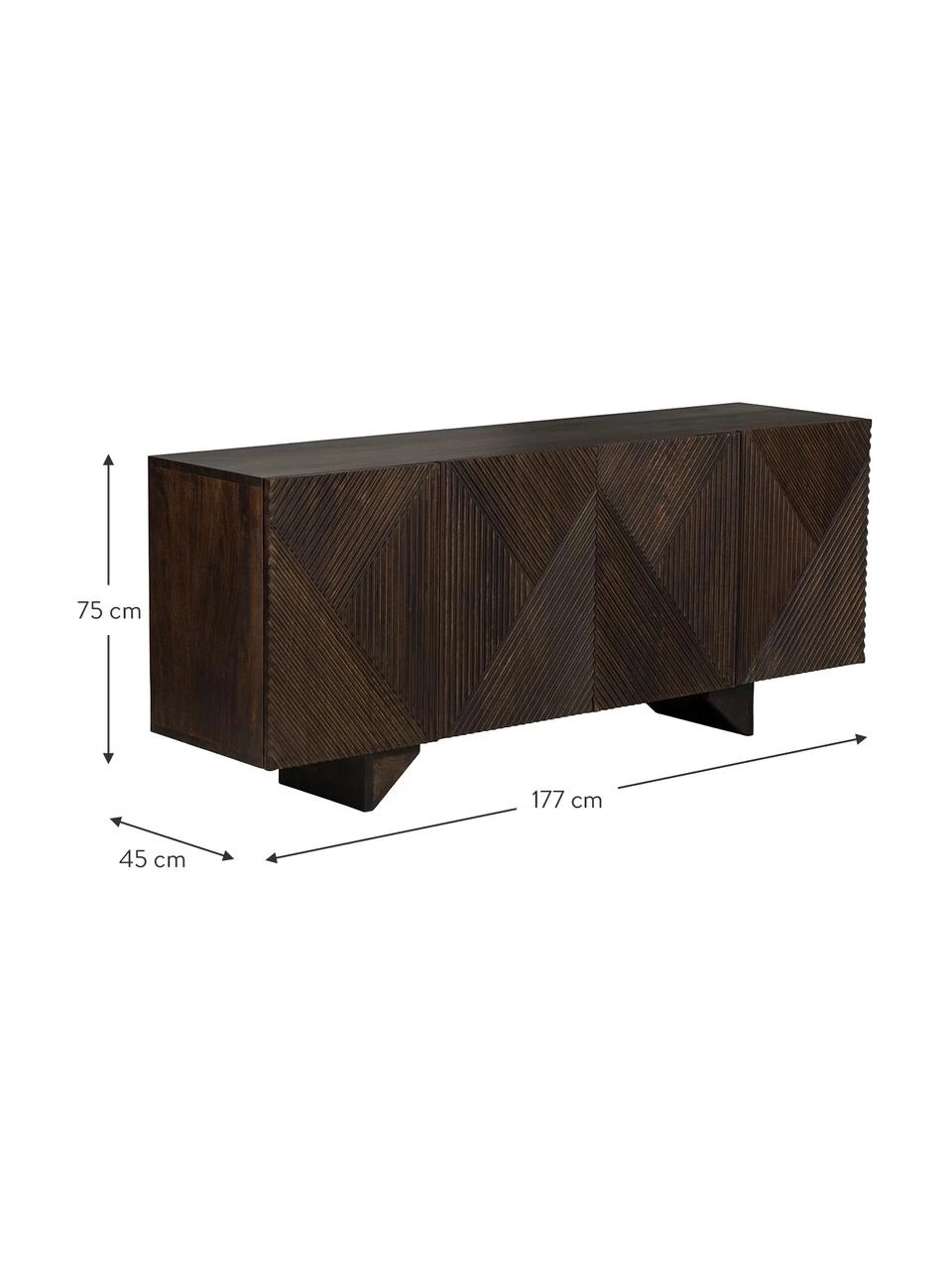 Westwing Collection Sideboard Louis aus Massivholz mit Türen, B 177 x H 75 cm 3 Westwing Collection Sideboard Louis aus Massivholz mit Türen, B 177 x H 75 cm – Bild 3