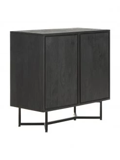 Westwing Collection Sideboard Luca aus Massivholz in Schwarz, B 90 x H 83 cm
