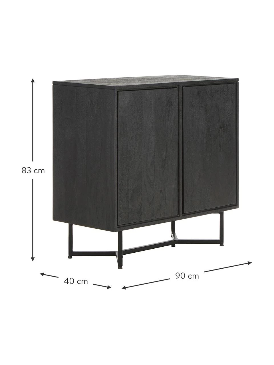 Westwing Collection Sideboard Luca aus Massivholz in Schwarz, B 90 x H 83 cm 4 Westwing Collection Sideboard Luca aus Massivholz in Schwarz, B 90 x H 83 cm – Bild 4