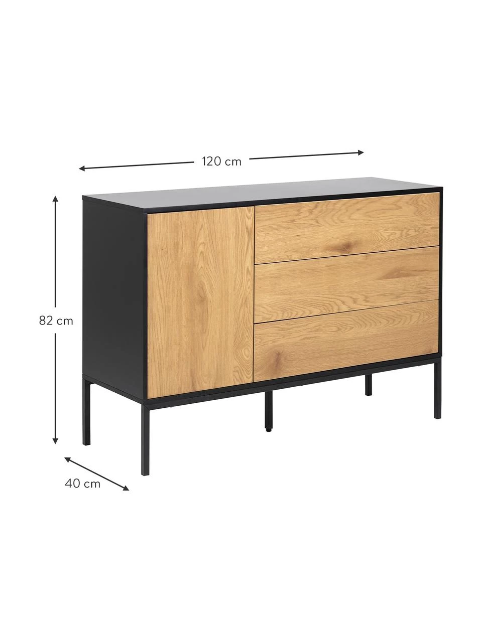 Sideboard Seaford aus Holz und Metall, B 120 x H 82 cm 3 Sideboard Seaford aus Holz und Metall, B 120 x H 82 cm – Bild 3