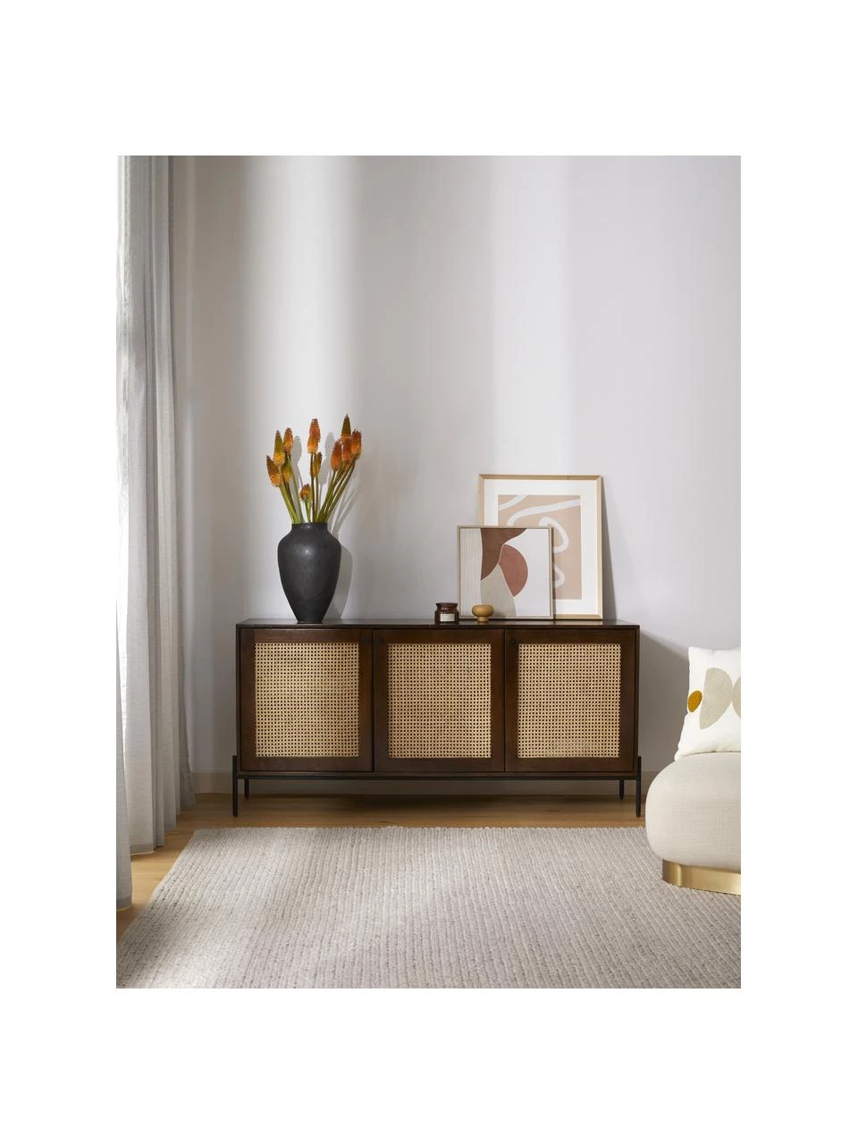 Westwing Collection Sideboard Vienna mit Wiener Geflecht in Dunkelbraun, B 165 x H 78 cm 2 Westwing Collection Sideboard Vienna mit Wiener Geflecht in Dunkelbraun, B 165 x H 78 cm – Bild 2
