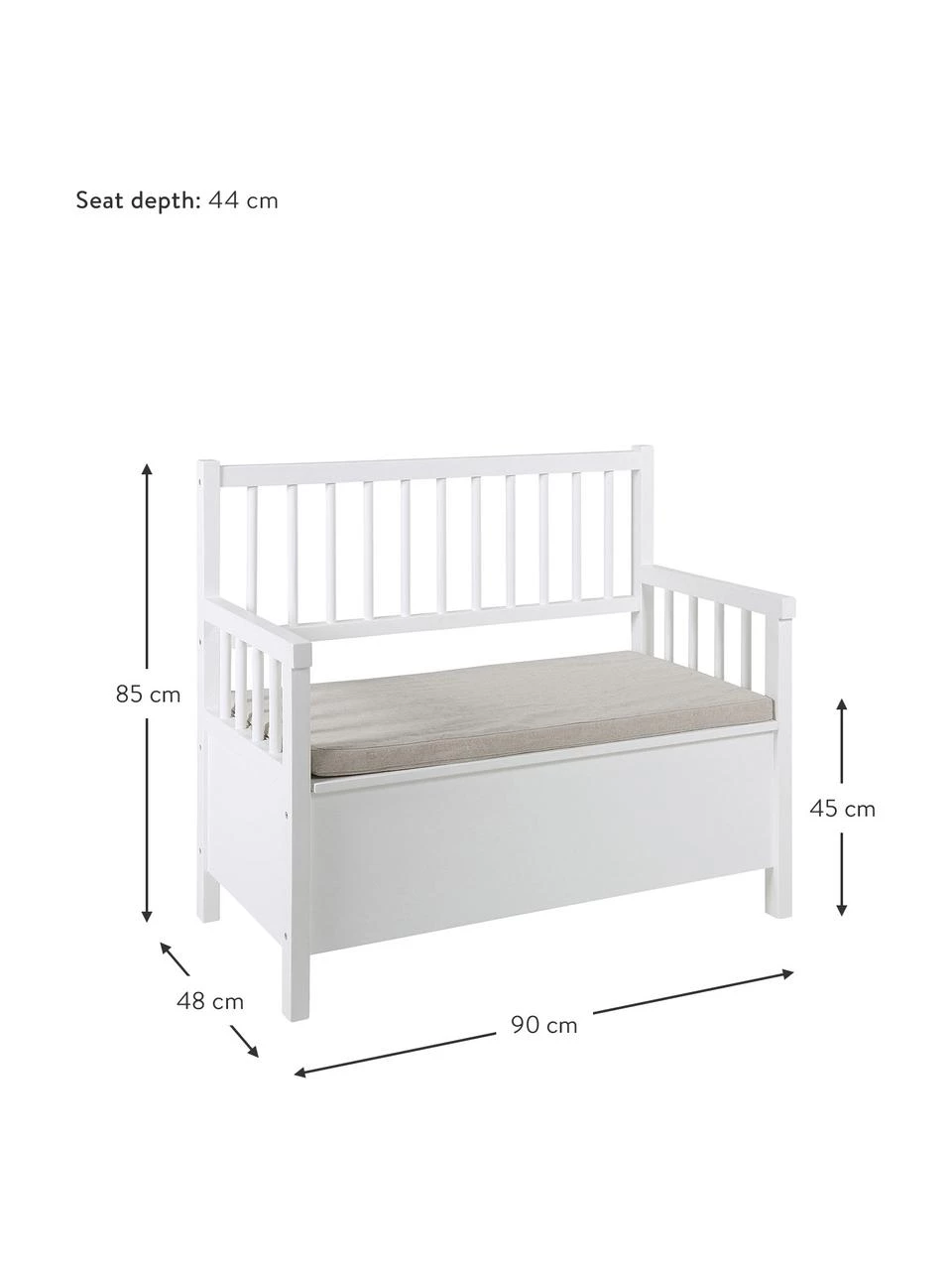 Sitzbank Emma mit Stauraum, B 90 x H 85 cm 3 Sitzbank Emma mit Stauraum, B 90 x H 85 cm – Bild 3
