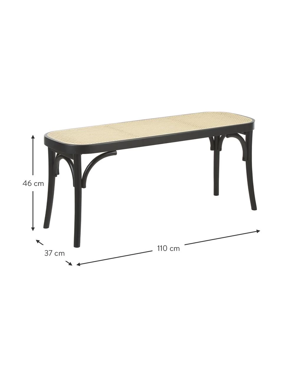 Westwing Collection Sitzbank Franz mit Wiener Geflecht, B 110 x H 47 cm 3 Westwing Collection Sitzbank Franz mit Wiener Geflecht, B 110 x H 47 cm – Bild 3