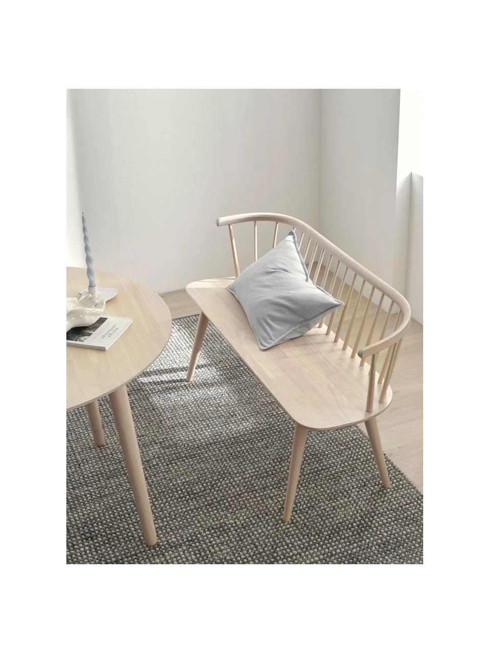 Sitzbank Jolina aus Gummibaumholz in Cremeweiß, B 134 x H 76 cm 2 Sitzbank Jolina aus Gummibaumholz in Cremeweiß, B 134 x H 76 cm – Bild 2