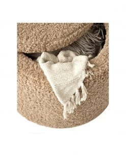 Westwing Collection Teddy-Hocker Alida mit Stauraum in Braun, Ø 50 x H 42 cm -Westwingnow Geschaft Teddy Hocker Alida mit Stauraum in Braun 3