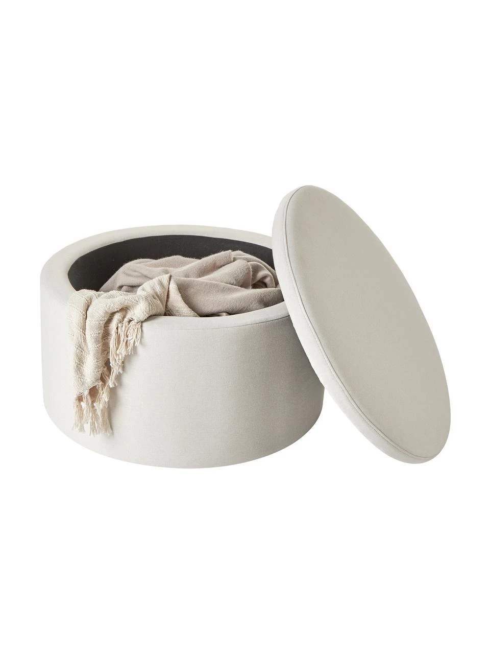 Westwing Collection XL Polsterhocker Alida mit Stauraum in Beige, Ø 70 x H 42 cm 2 Westwing Collection XL Polsterhocker Alida mit Stauraum in Beige, Ø 70 x H 42 cm – Bild 2