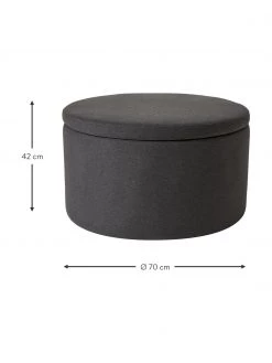 Westwing Collection XL Polsterhocker Alida mit Stauraum in Dunkelgrau, Ø 70 x H 42 cm -Westwingnow Geschaft XL Polsterhocker Alida mit Stauraum in Dunkelgrau 2