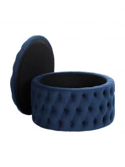 Westwing Collection XL Samt-Hocker Chiara mit Stauraum in Dunkelblau, Ø 70 x H 42 cm -Westwingnow Geschaft XL Samt Hocker Chiara mit Stauraum in Dunkelblau 4